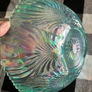 Authentic Fenton Celeste Blue Iridescent Scroll & Eye Bowl – Vintage Mid-Century